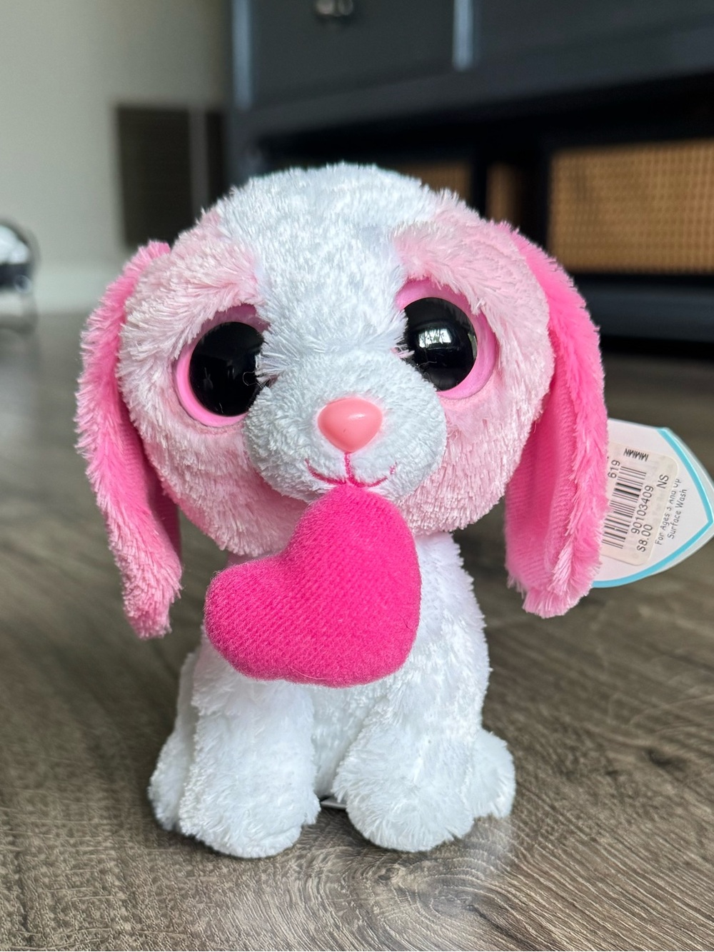 Ty Beanie Boo Pink & White - Cookie the Dog